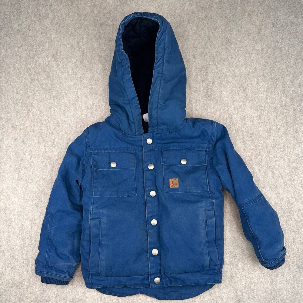Carhartt Bartlett Jacket Blue 4T Fall Winter Snap Up Coat